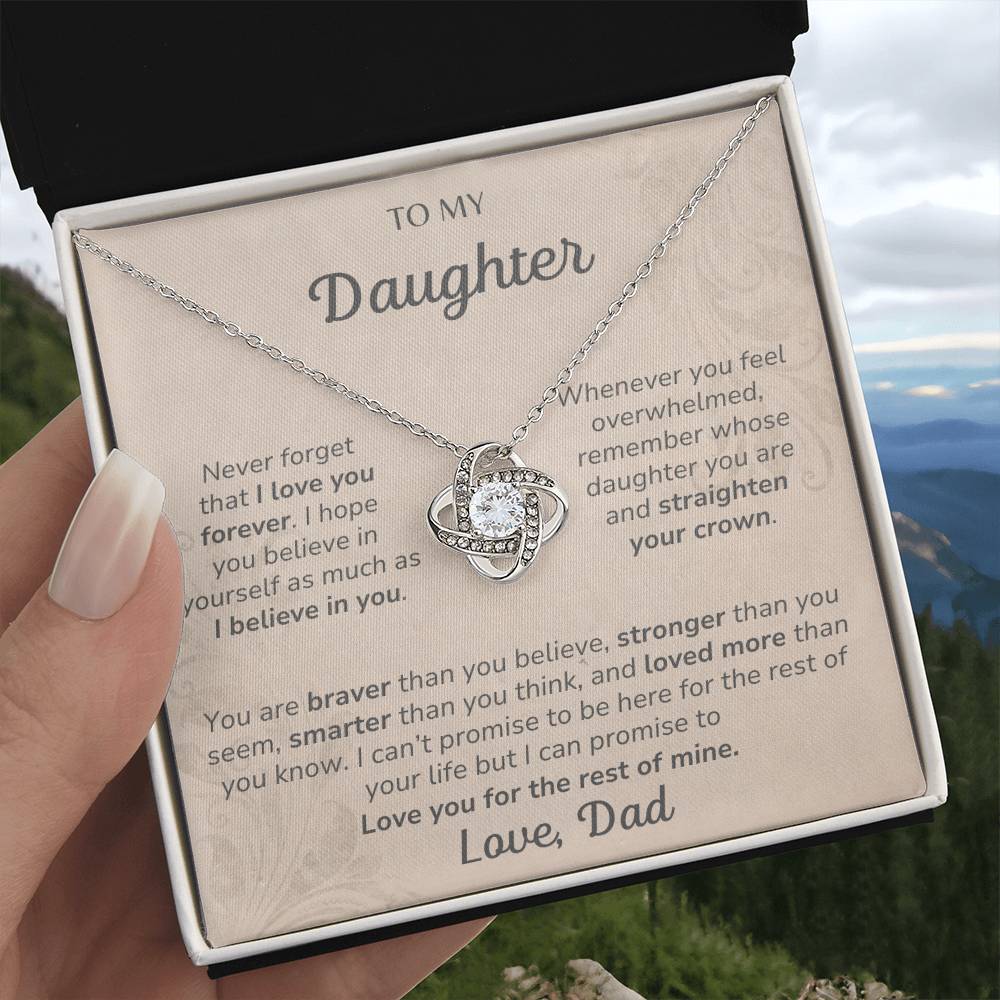 To Daughter Love, Dad- Love Knot Necklace