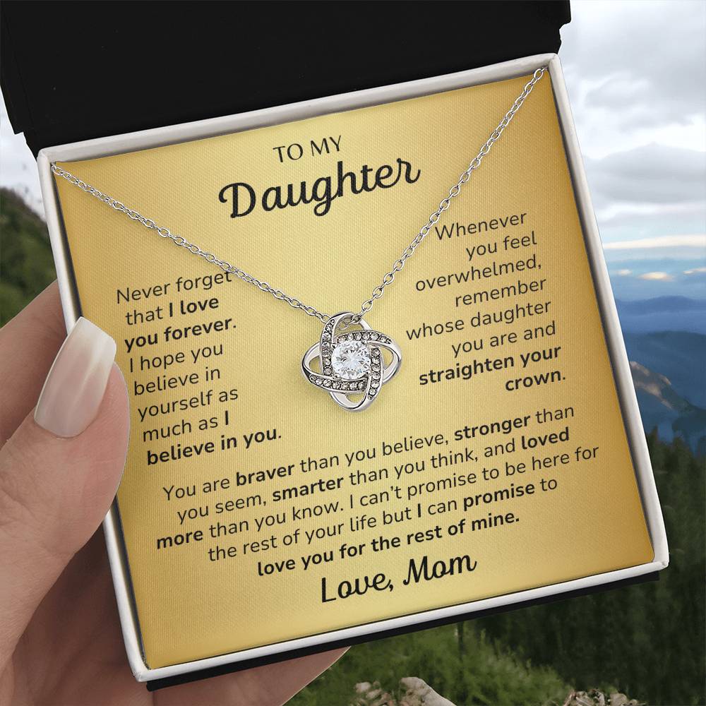 Daughter, Love Mom - You Are Loved More Than You Know - Love Knot Necklace - Dearly Loved Designs