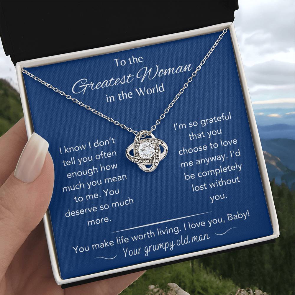 To The Greatest Woman - From Grumpy Old Man - Love Knot Necklace - Dearly Loved Designs