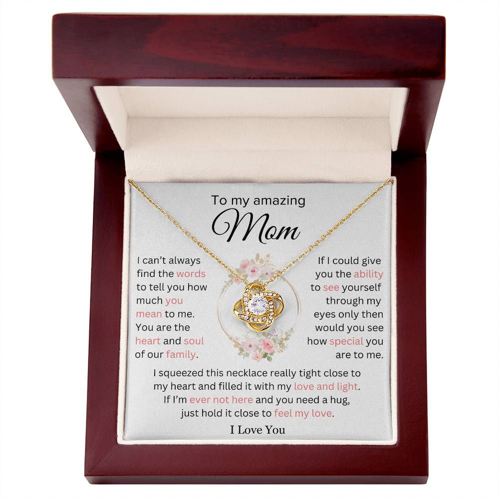 Mom - You Mean So Much to Me - Gift for Mother - Love Knot Necklace