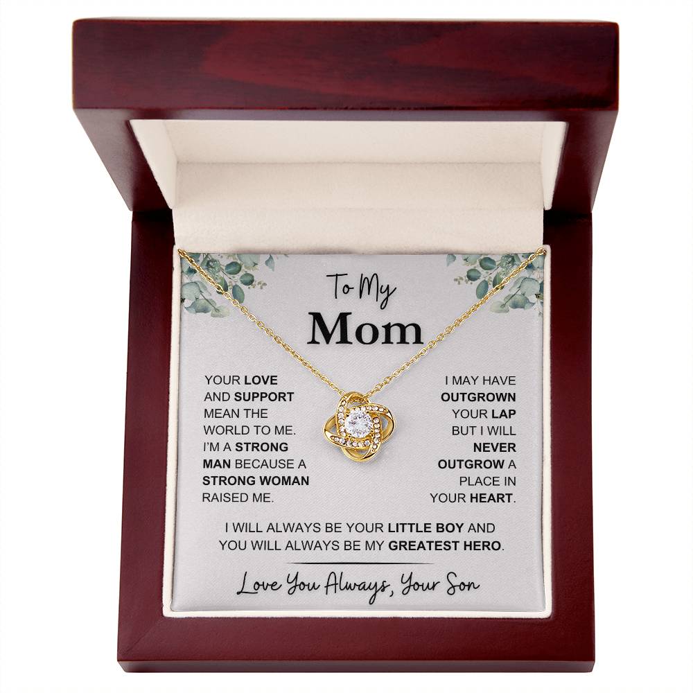 Mom - You Mean the World to Me - Love Knot Necklace - Gift to Mother From Son