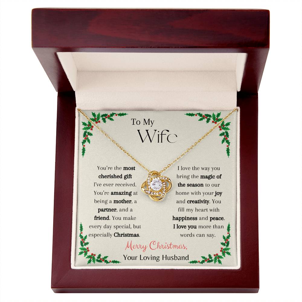 Merry Christmas, My Wife - Love Knot Necklace - Dearly Loved Designs