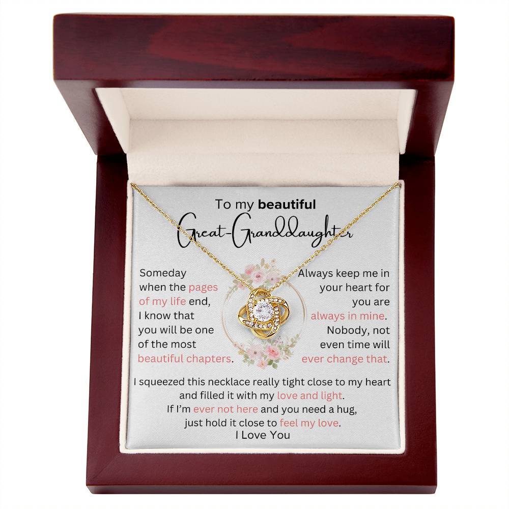 Great-Granddaughter - Most Beautiful Chapter - Love Knot Necklace - Dearly Loved Designs