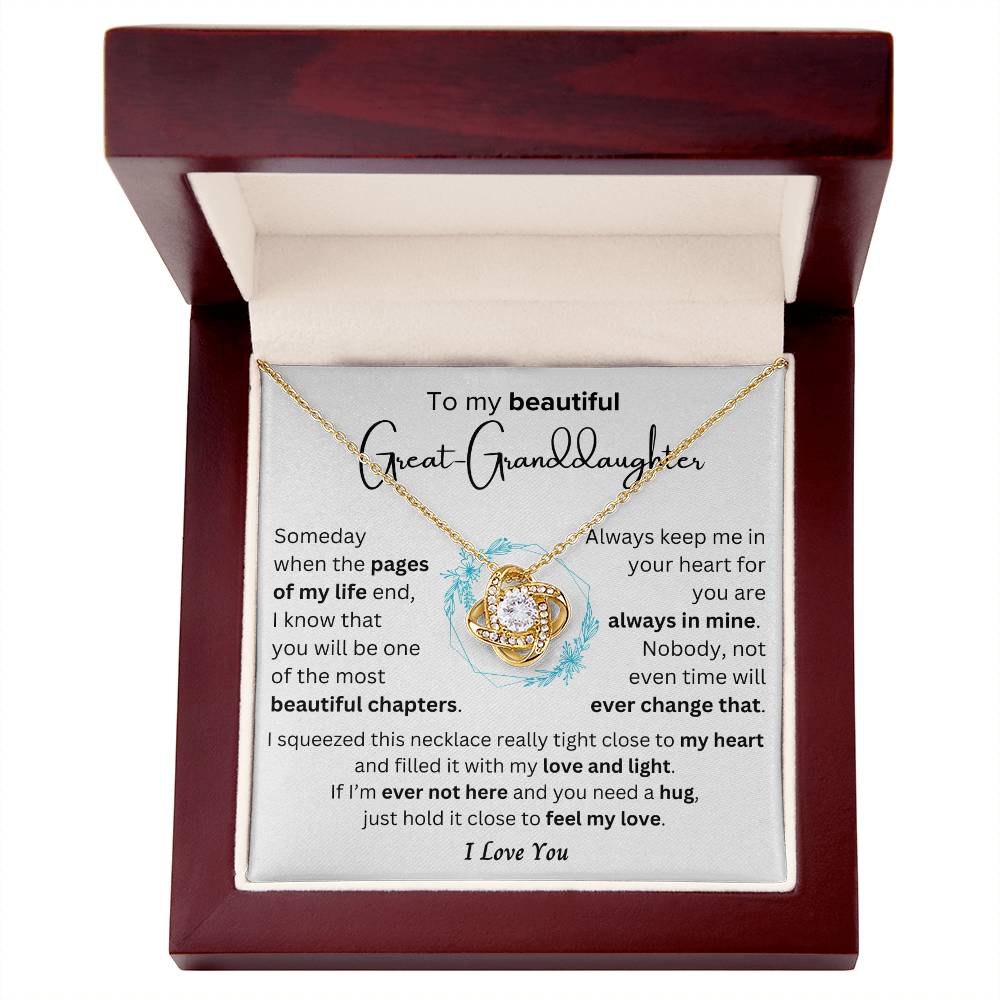 Great-Granddaughter - Most Beautiful Chapter - Love Knot Necklace - Dearly Loved Designs