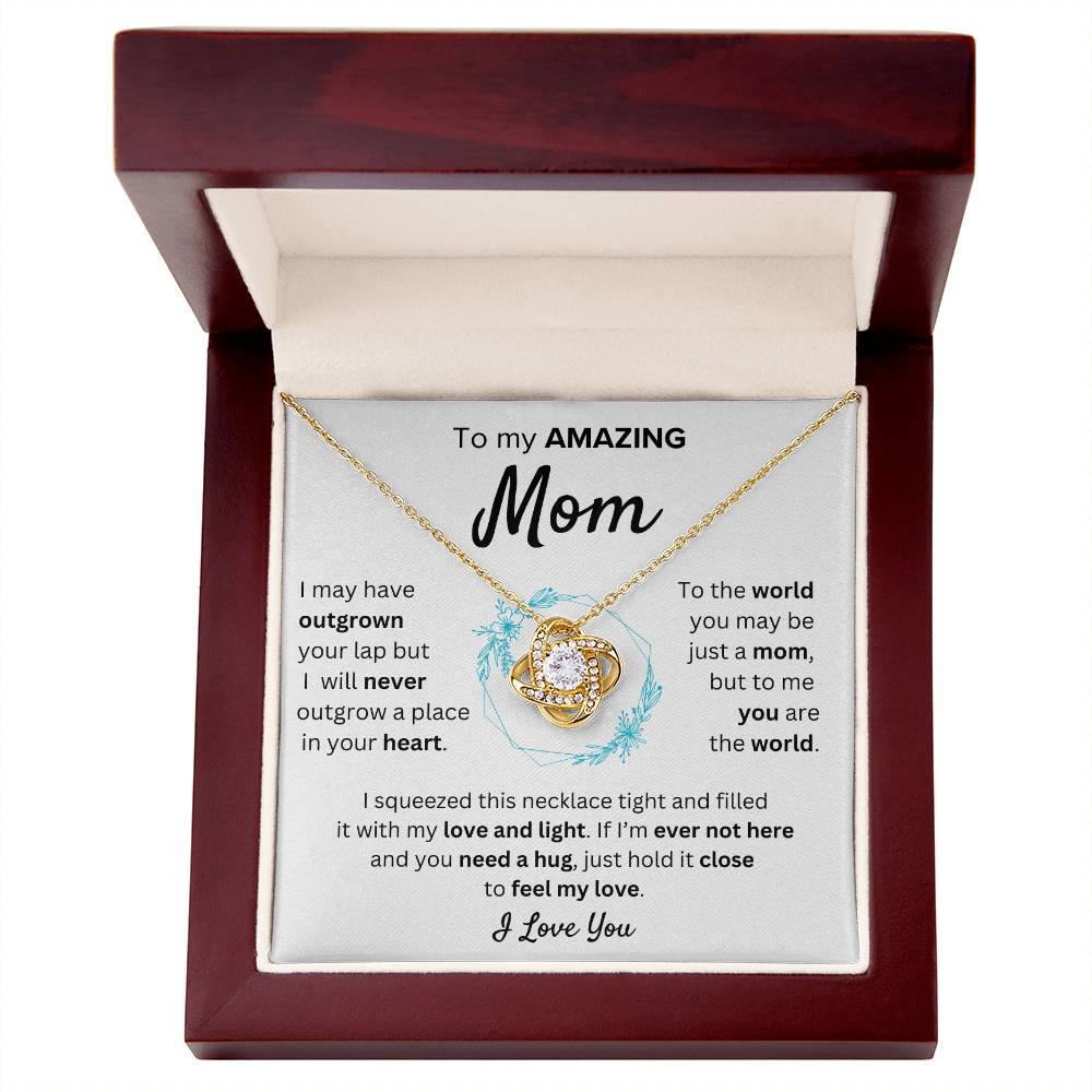 Mom - You Mean the World to Me - Love Knot Necklace