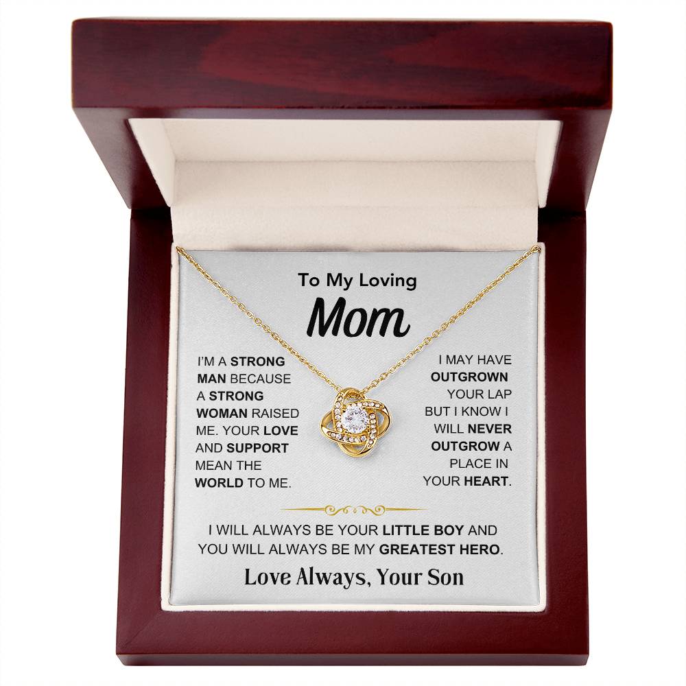 Mom- You're My Hero, From Son - Love Knot Necklace - Gift for Mom - Mother's Day