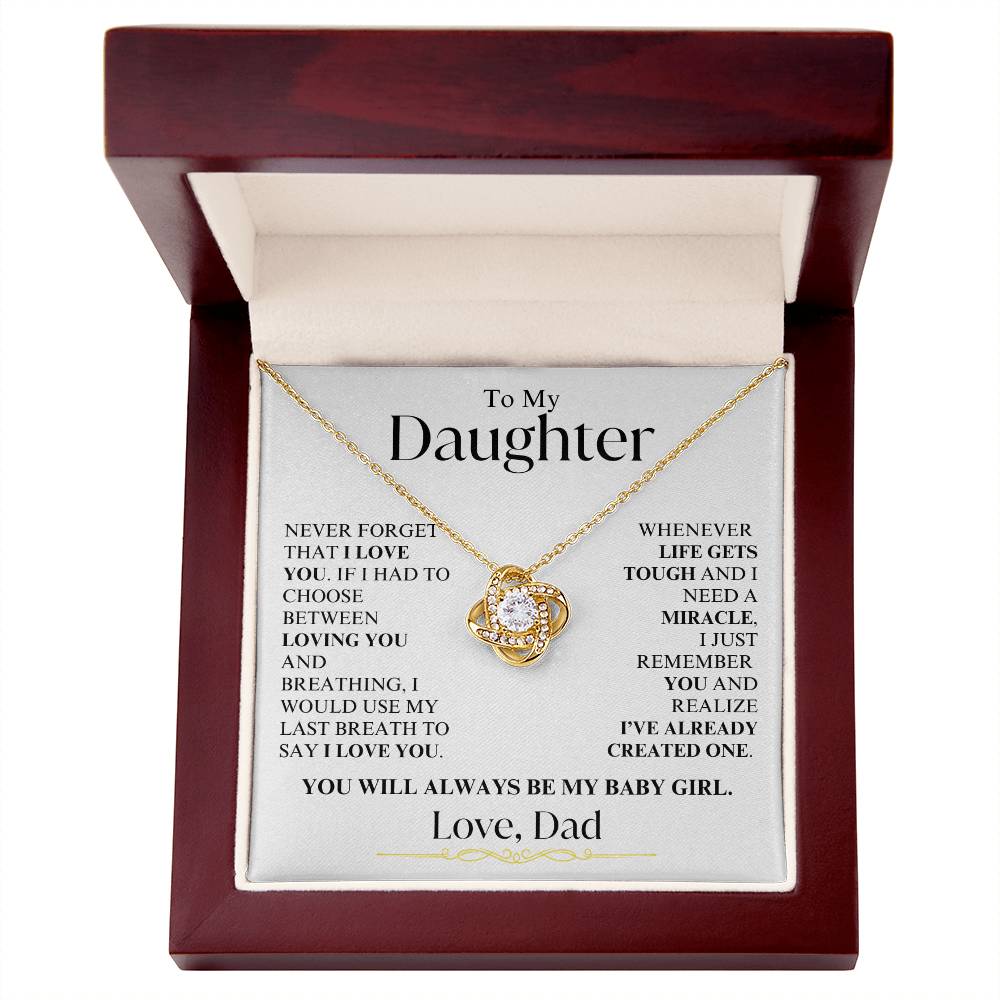 Daughter - Never Forget I Love You - Love, Dad - Love Knot Necklace