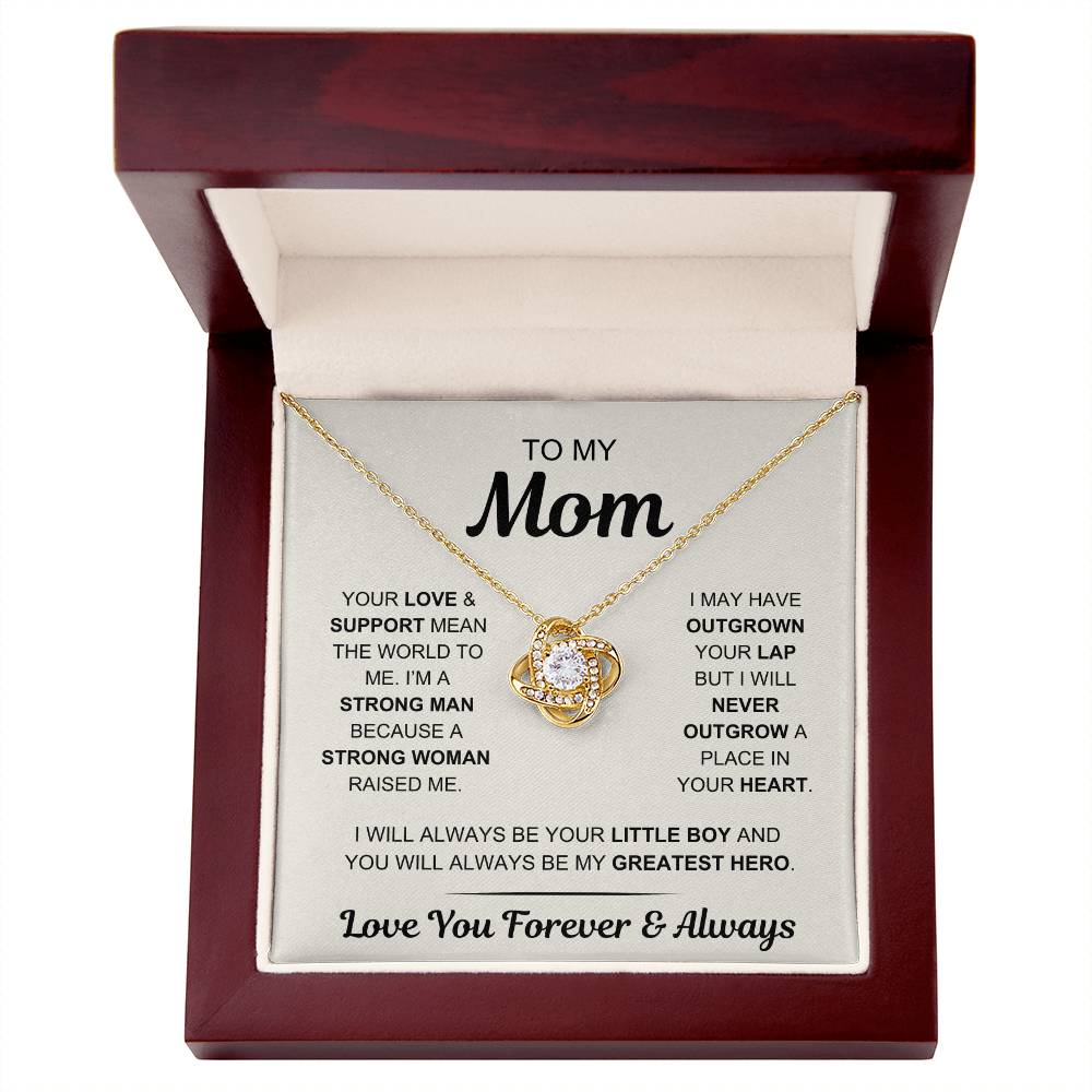 Mom- My Greatest Hero - From Son - Love Knot Necklace