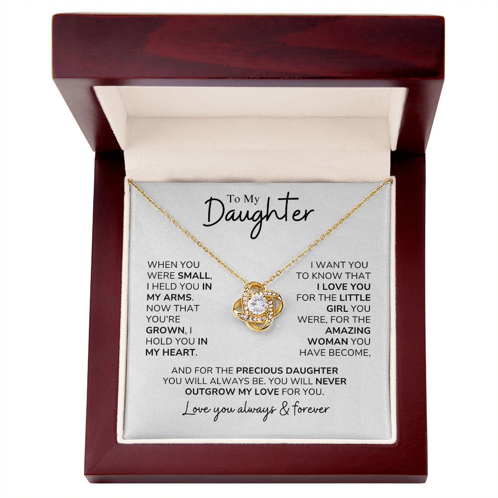 Daughter - You'll Never Outgrow My Love - Love Knot Necklace - Dearly Loved Designs