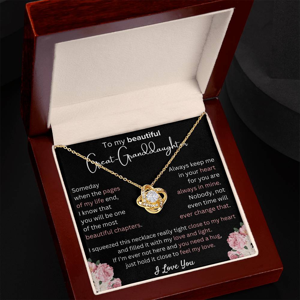 Great-Granddaughter - Most Beautiful Chapter - Love Knot Necklace - Dearly Loved Designs