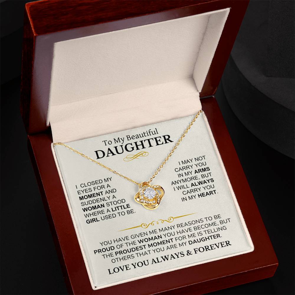 Daughter - I Am Proud of You - Love Knot Necklace