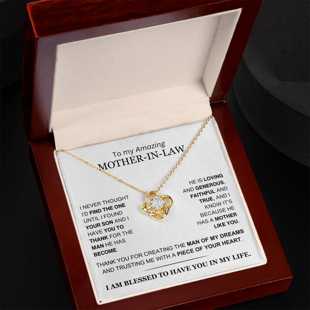 Mother-In-Law - From Daughter-In-Law - You Created the Man of My Dreams - Love Knot Necklace - Gift to Mother-In-Law- Mother's Day Gift - Christmas