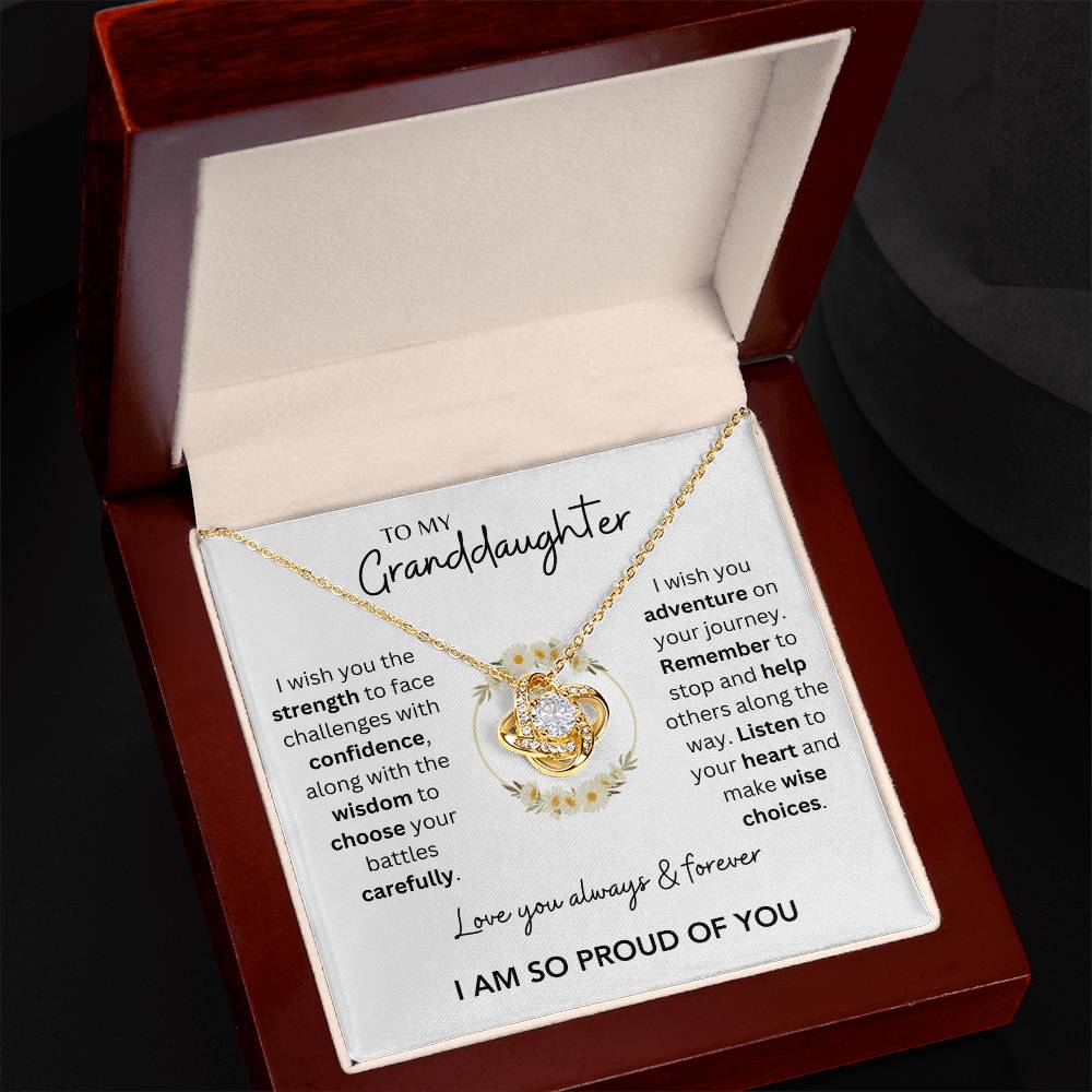 Granddaughter - You Make Me Proud - Love Knot Necklace - Dearly Loved Designs