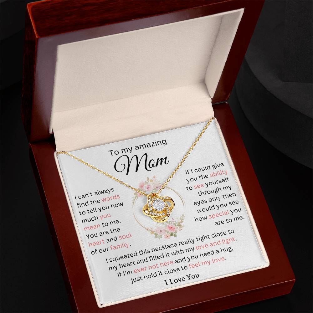 Mom - You Mean So Much to Me - Gift for Mother - Love Knot Necklace