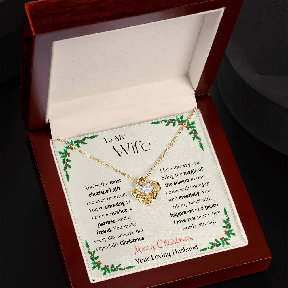 Merry Christmas, My Wife - Love Knot Necklace - Dearly Loved Designs