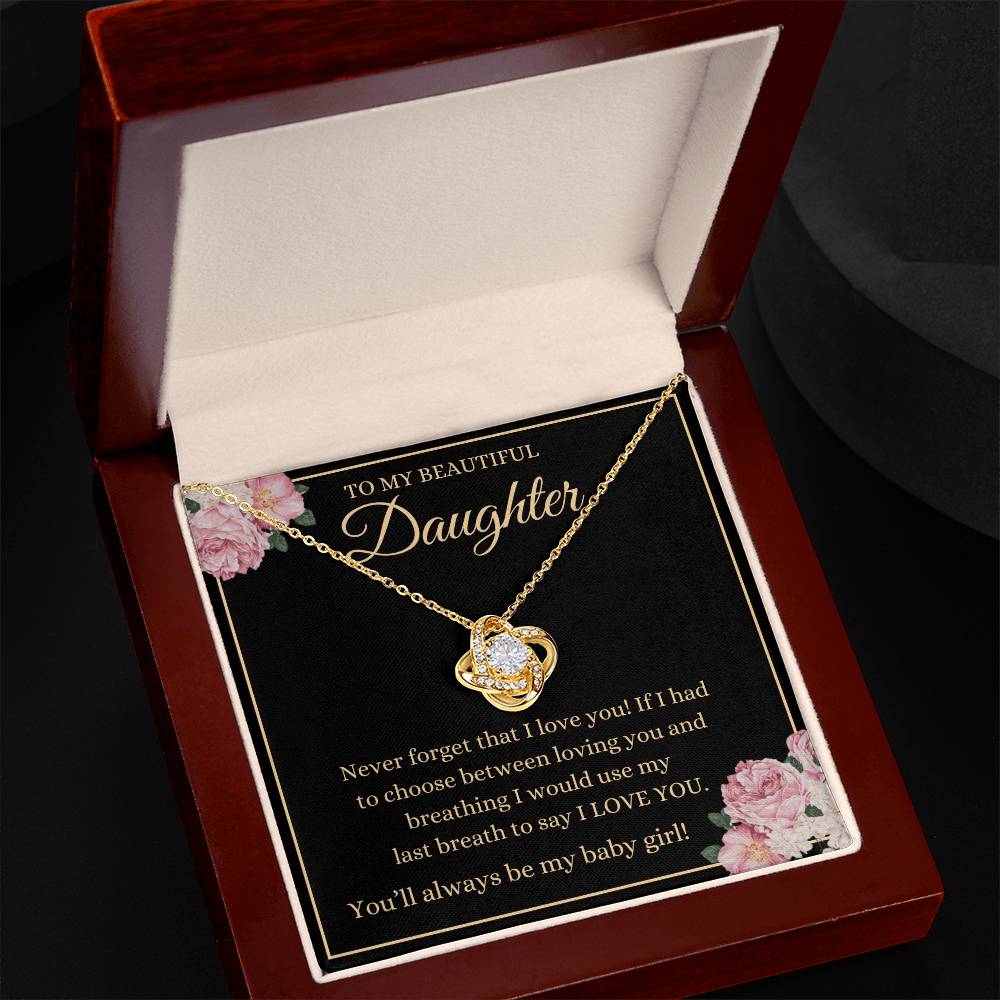 Daughter - Never Forget That I Love You - Love Knot Necklace - Dearly Loved Designs