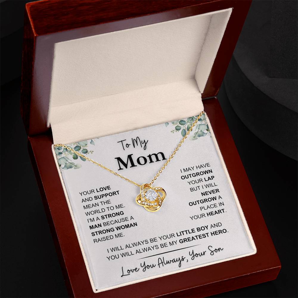 Mom - You Mean the World to Me - Love Knot Necklace - Gift to Mother From Son