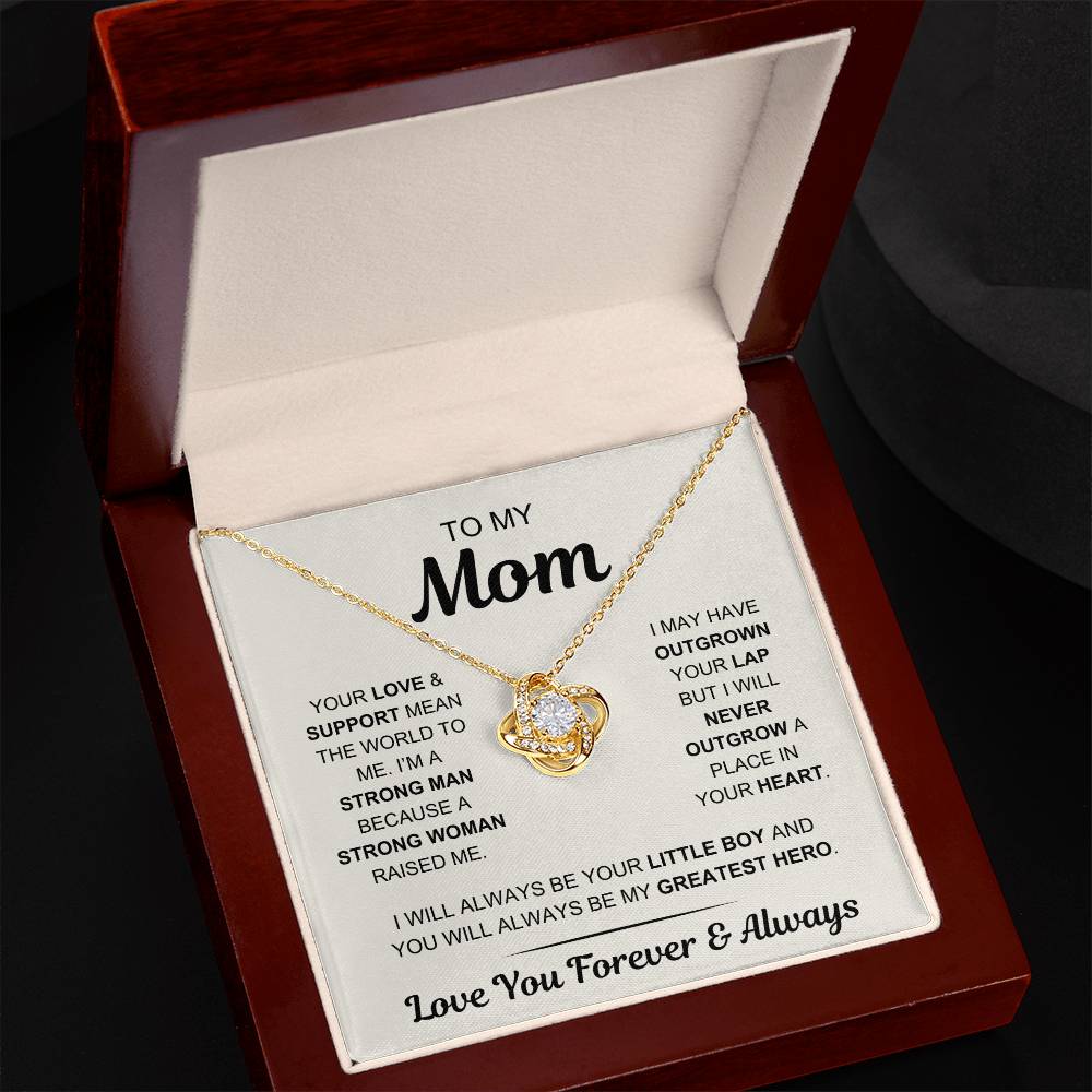 Mom- My Greatest Hero - From Son - Love Knot Necklace