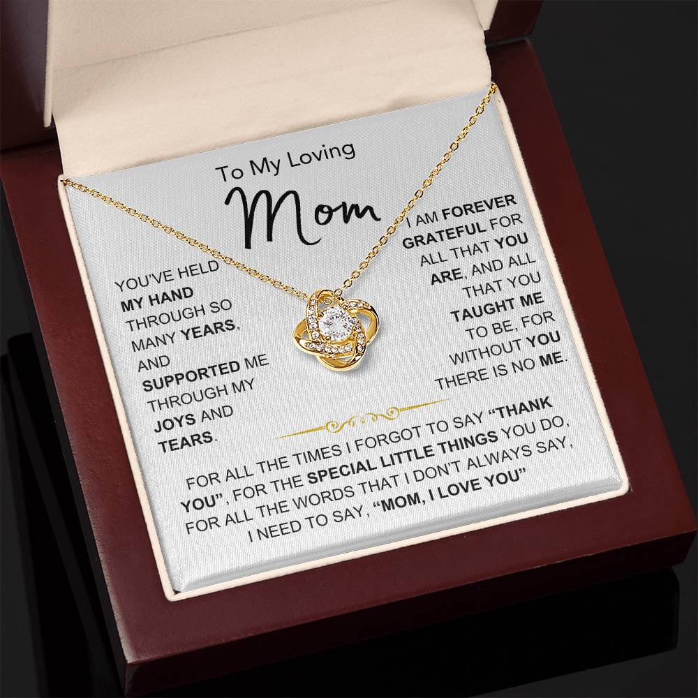 To My Loving Mom - I Love You - Love Knot Necklace