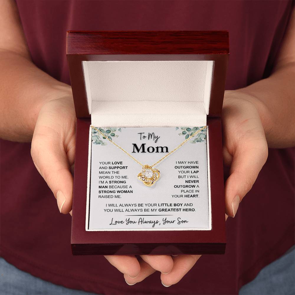 Mom - You Mean the World to Me - Love Knot Necklace - Gift to Mother From Son