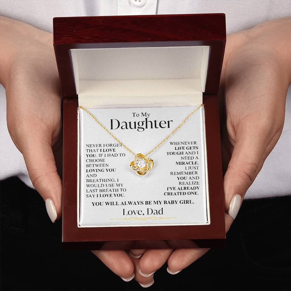 Daughter - Never Forget I Love You - Love, Dad - Love Knot Necklace