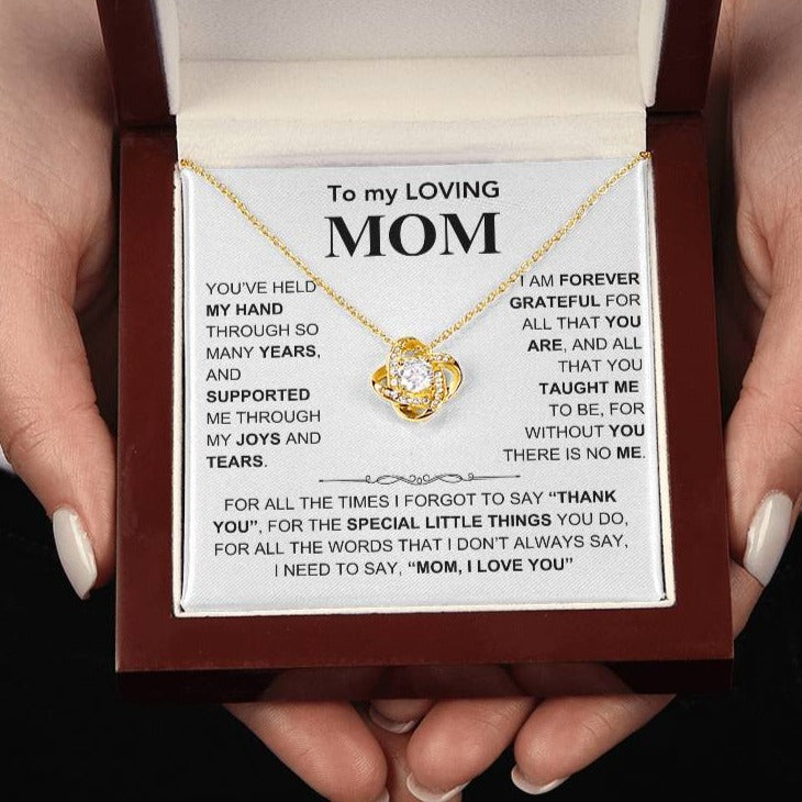 To my Loving Mom - Mom, I Love You - Gift for Mother - Mother's Day Gift - Love Knot Necklace