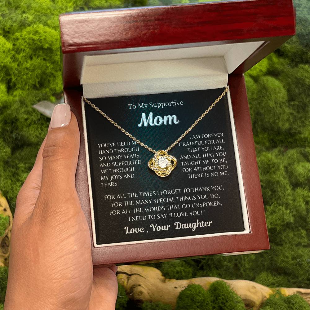 To My Supportive Mom - From Daughter - Love Knot Necklace