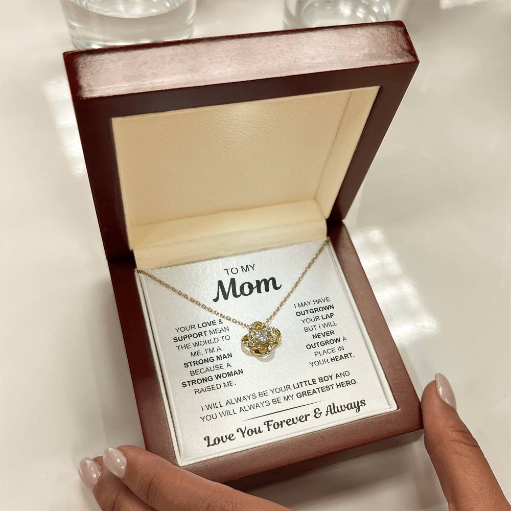 Mom- My Greatest Hero - From Son - Love Knot Necklace