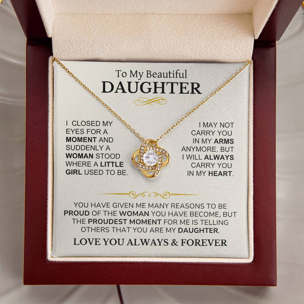 Daughter - I Am Proud of You - Love Knot Necklace