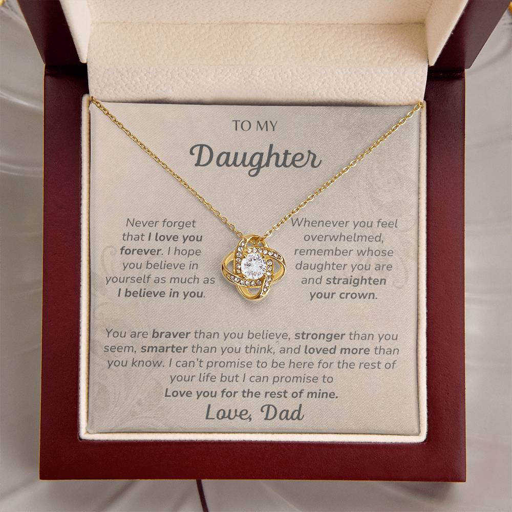 To Daughter Love, Dad- Love Knot Necklace