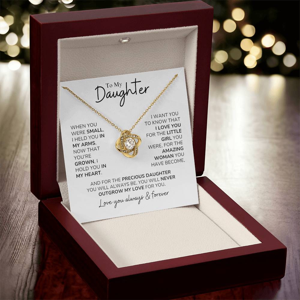 Daughter - You'll Never Outgrow My Love - Love Knot Necklace - Dearly Loved Designs