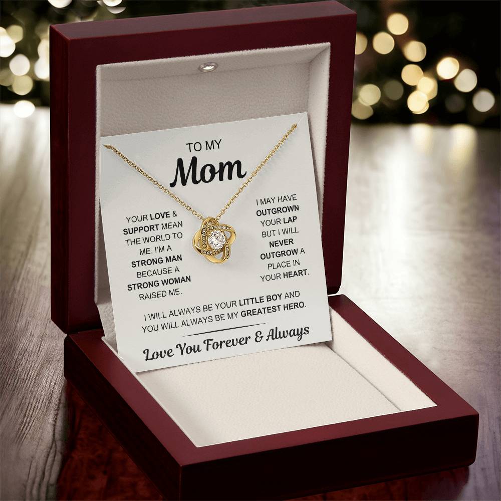 Mom- My Greatest Hero - From Son - Love Knot Necklace