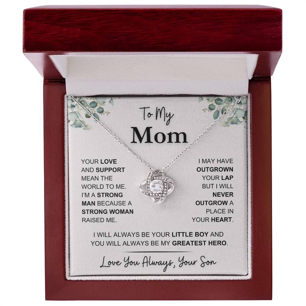 Mom - You Mean the World to Me - Love Knot Necklace - Gift to Mother From Son