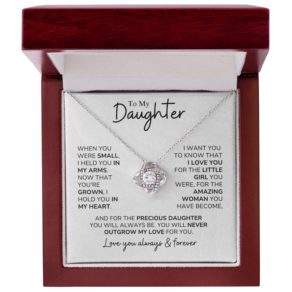 Daughter - You'll Never Outgrow My Love - Love Knot Necklace - Dearly Loved Designs