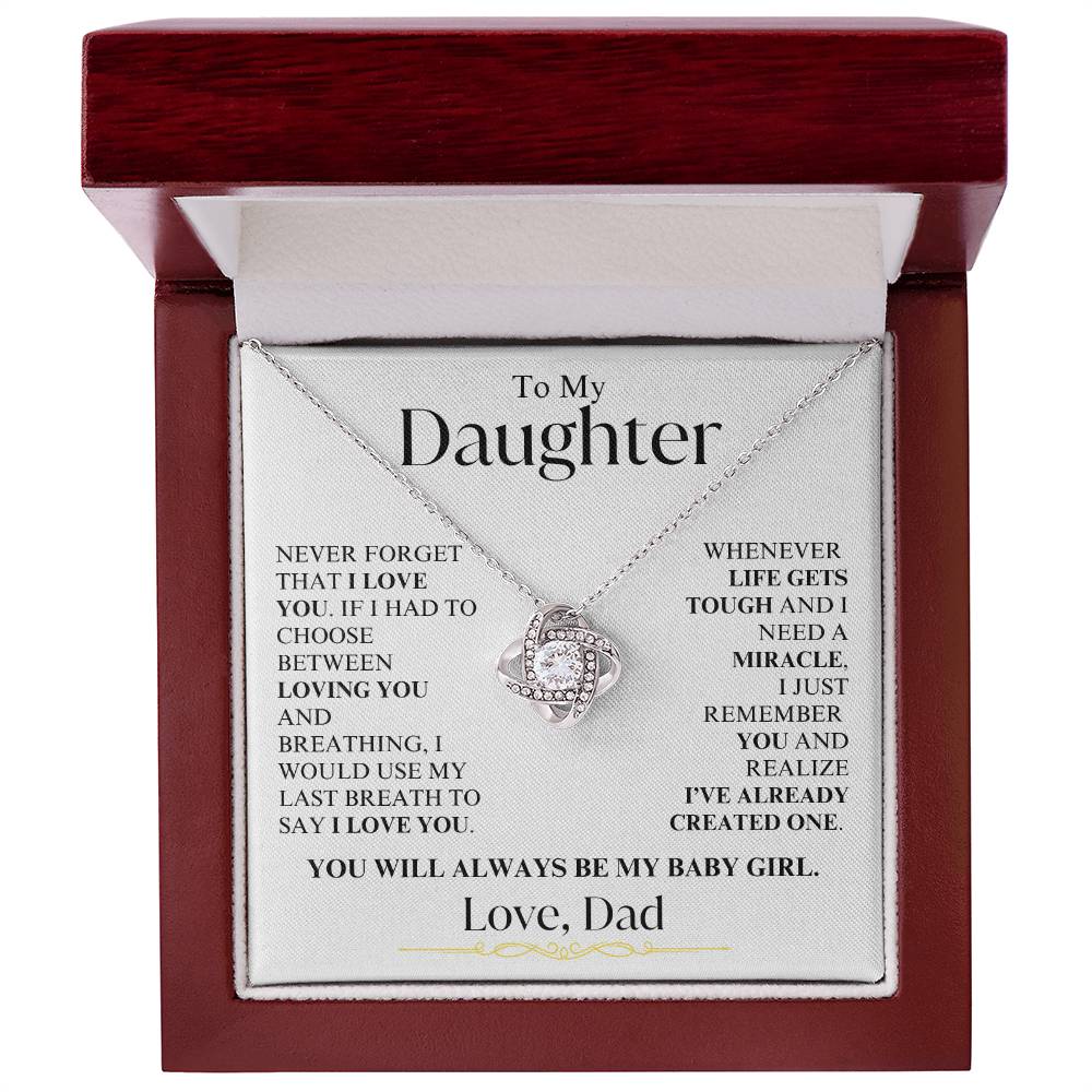 Daughter - Never Forget I Love You - Love, Dad - Love Knot Necklace