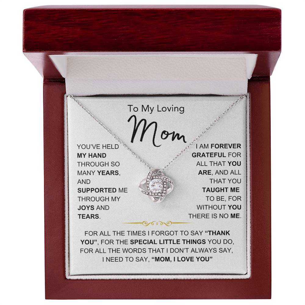 To My Loving Mom - I Love You - Love Knot Necklace