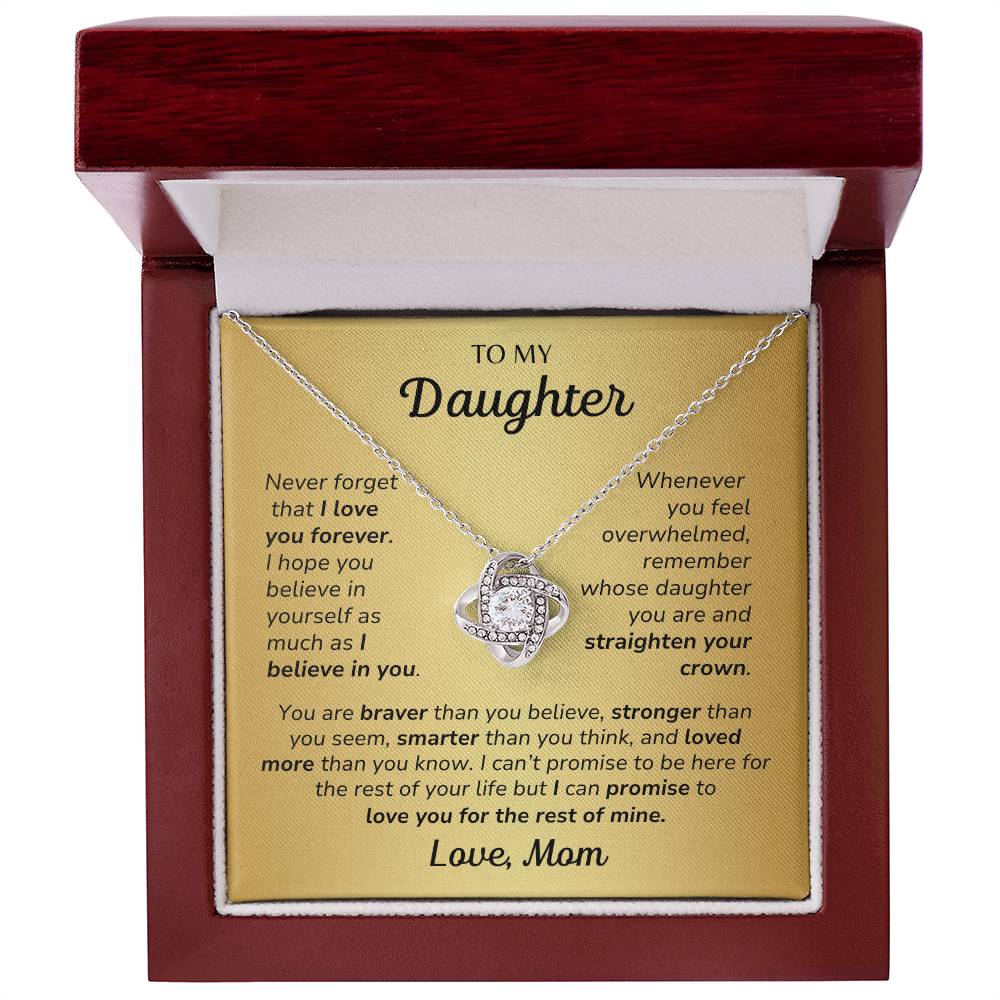 Daughter, Love Mom - You Are Loved More Than You Know - Love Knot Necklace - Dearly Loved Designs