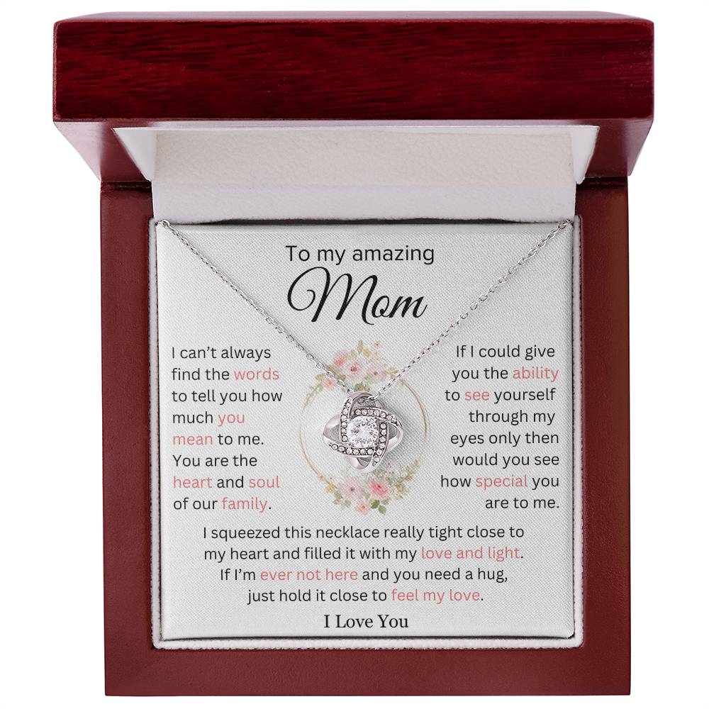 Mom - You Mean So Much to Me - Gift for Mother - Love Knot Necklace