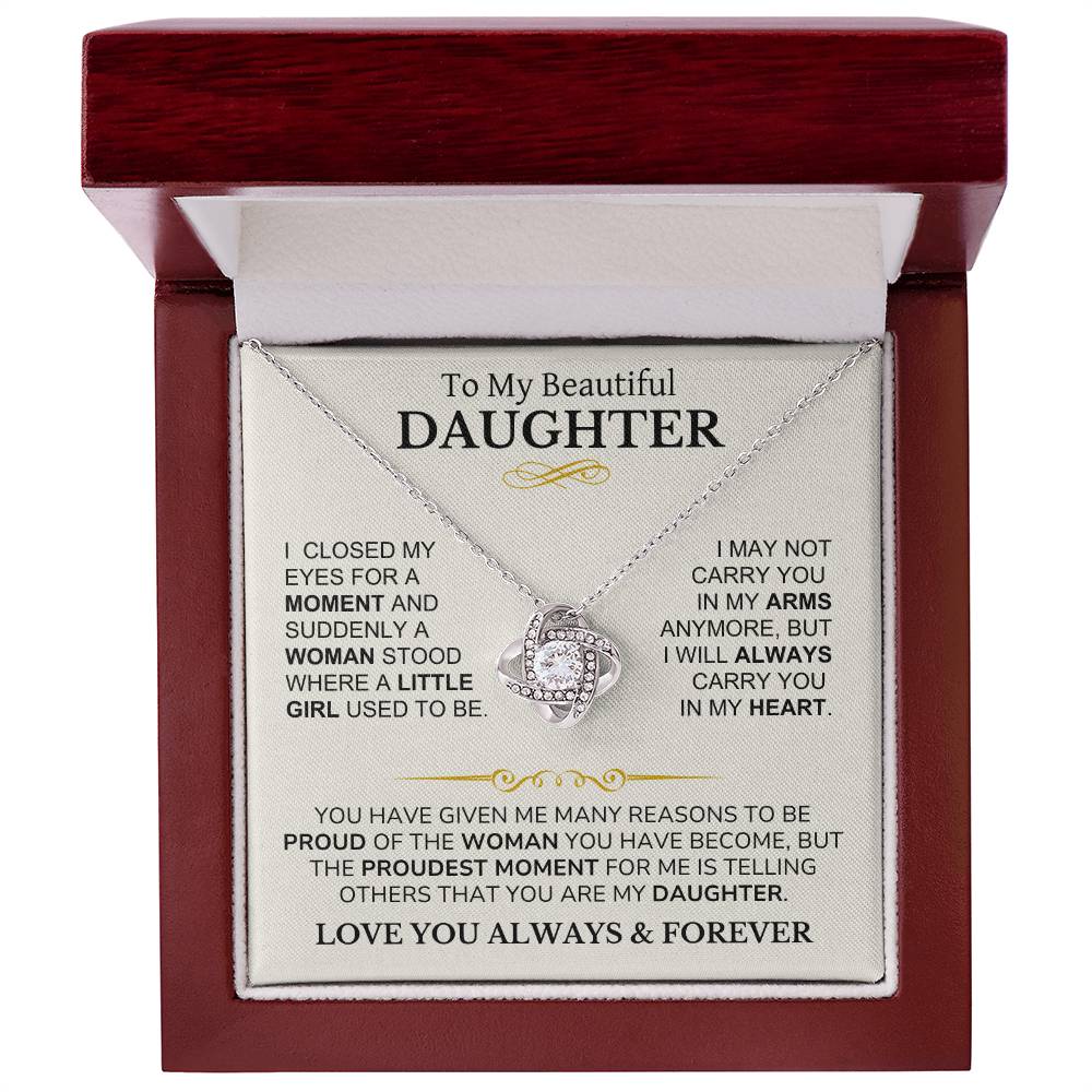 Daughter - I Am Proud of You - Love Knot Necklace