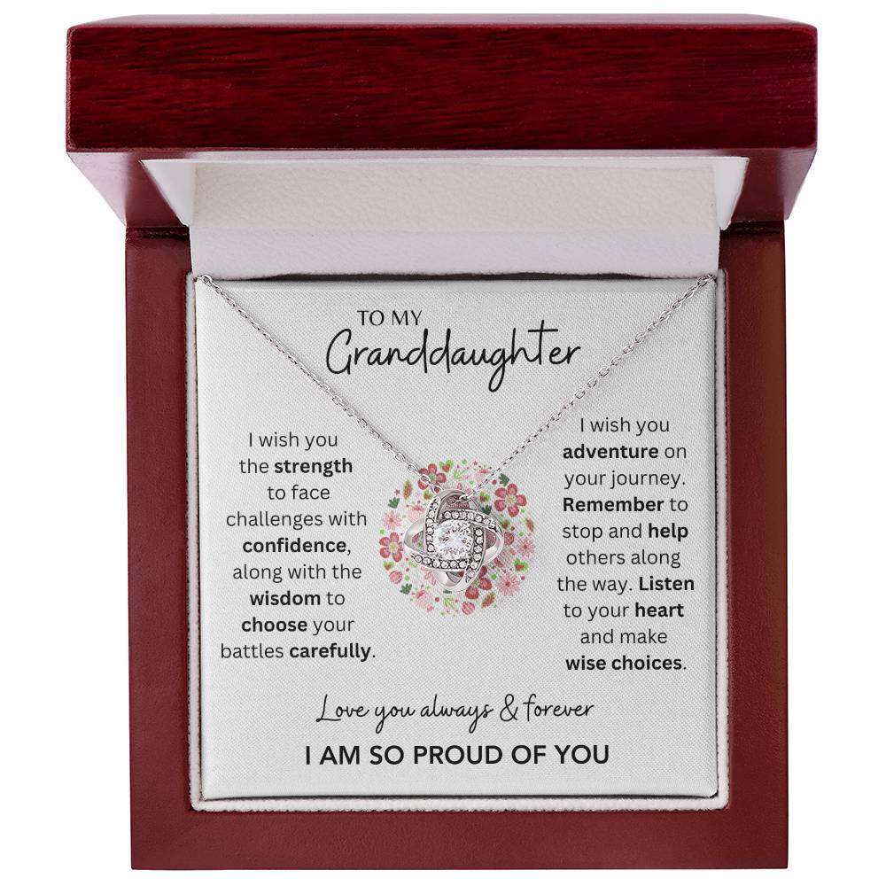 Granddaughter - I Am So Proud of You - Love Knot Necklace - Dearly Loved Designs