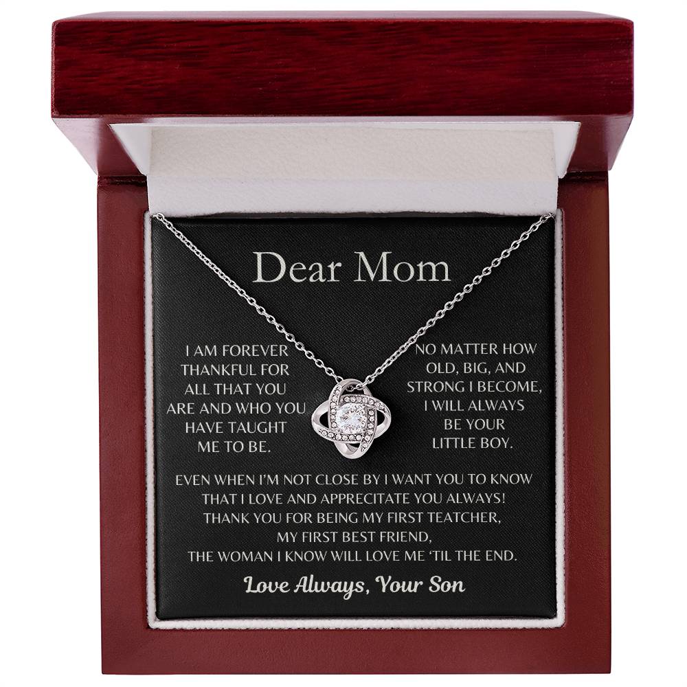 Dear Mom, I Love and Appreciate You Always! From Son - Love Knot Necklace