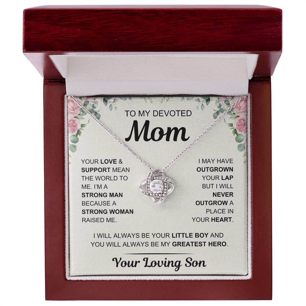 To My Devoted Mom, From Your Loving Son - Love Knot Necklace - Mother's Day Gift- Gift for Mom