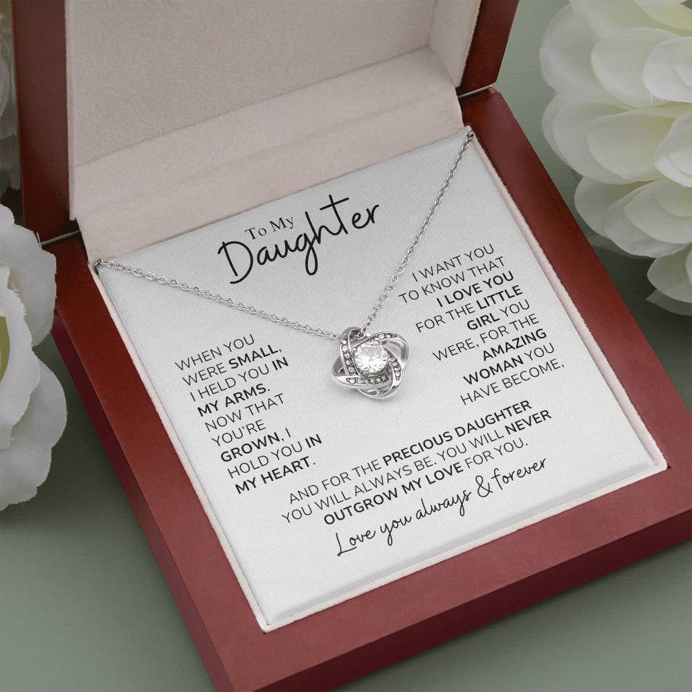 Daughter - You'll Never Outgrow My Love - Love Knot Necklace - Dearly Loved Designs