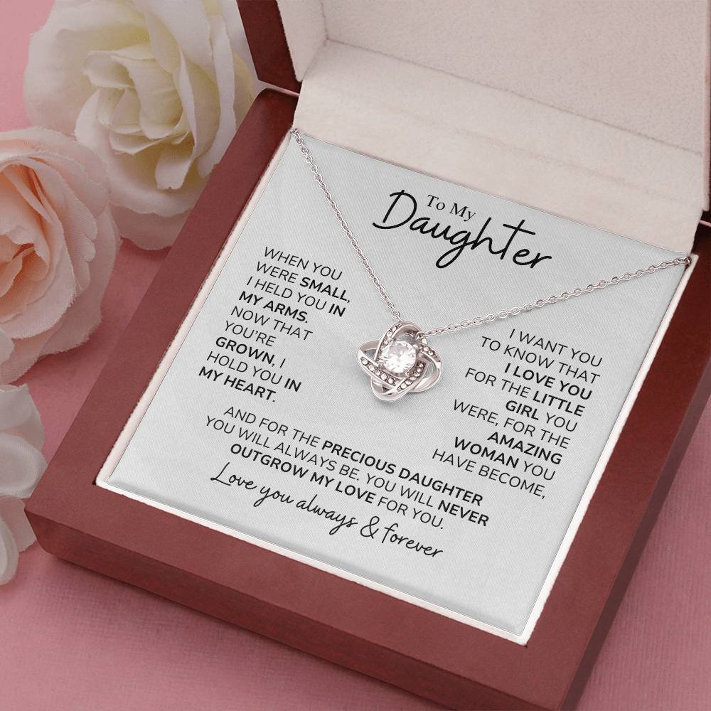 Daughter - You'll Never Outgrow My Love - Love Knot Necklace - Dearly Loved Designs