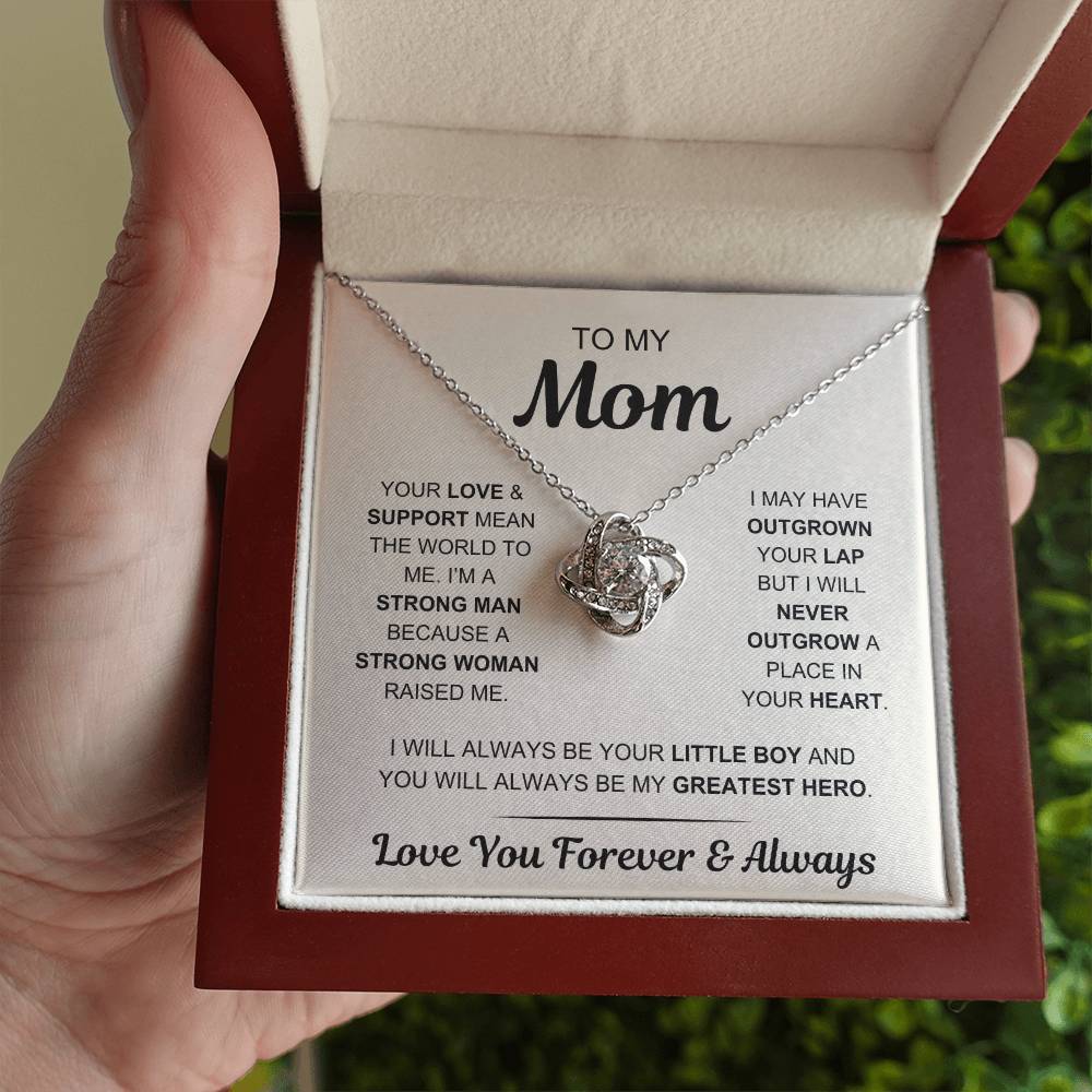 Mom- My Greatest Hero - From Son - Love Knot Necklace