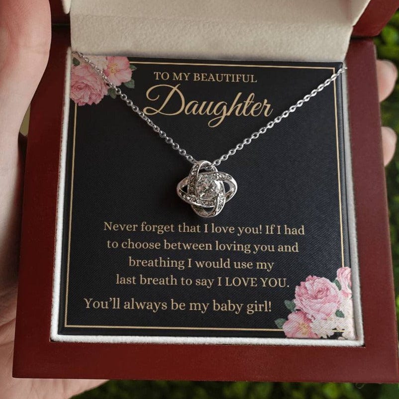 Daughter - Never Forget That I Love You - Love Knot Necklace - Dearly Loved Designs