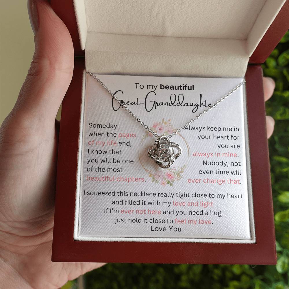 Great-Granddaughter - Most Beautiful Chapter - Love Knot Necklace - Dearly Loved Designs