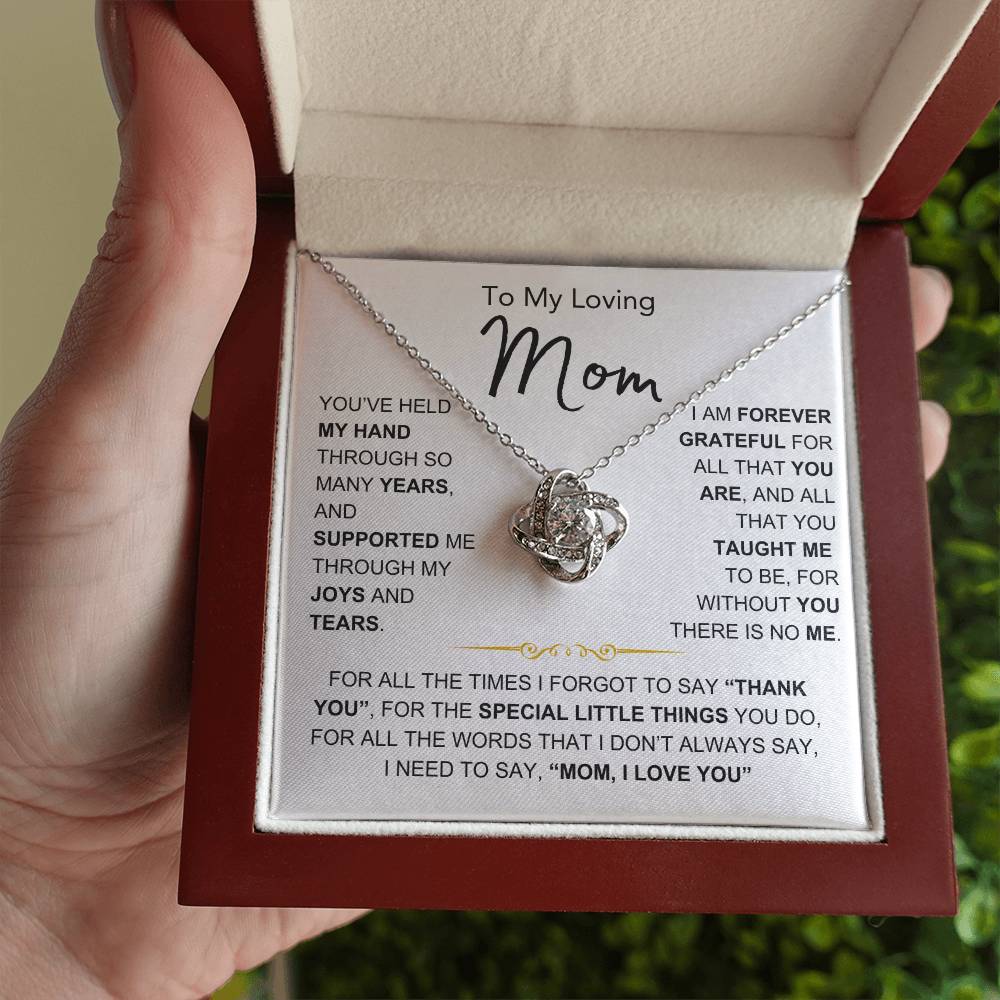 To My Loving Mom - I Love You - Love Knot Necklace