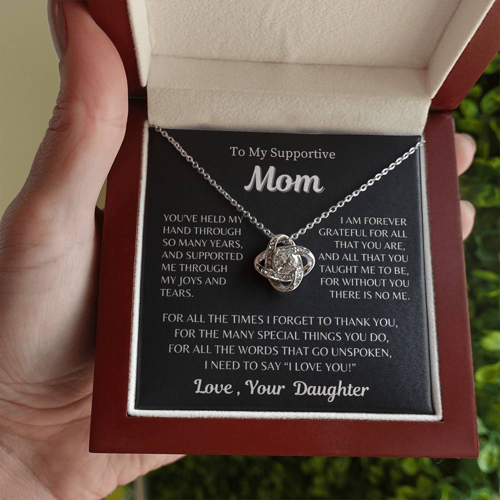 To My Supportive Mom - From Daughter - Love Knot Necklace