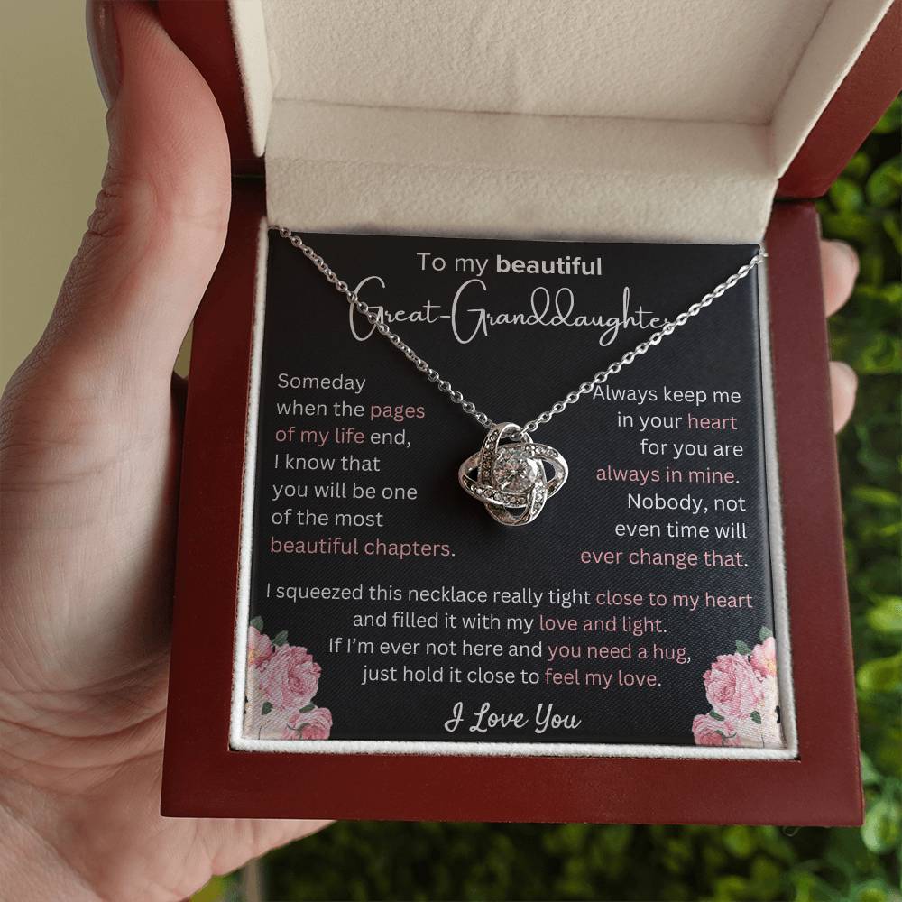 Great-Granddaughter - Most Beautiful Chapter - Love Knot Necklace - Dearly Loved Designs